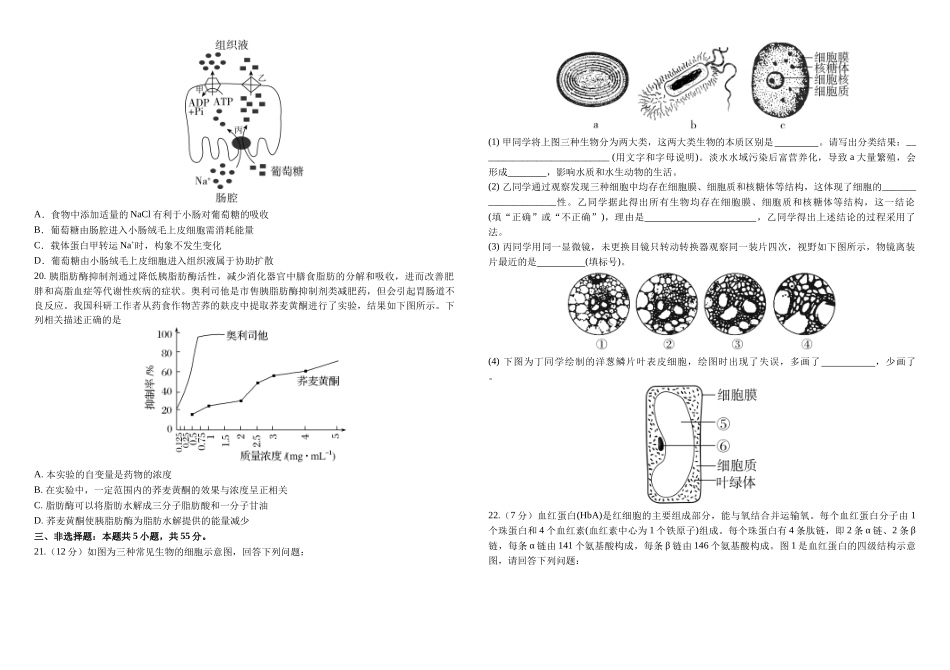 铁人中学2025级高一上学期期中考试生物试卷11.15.docx_第3页