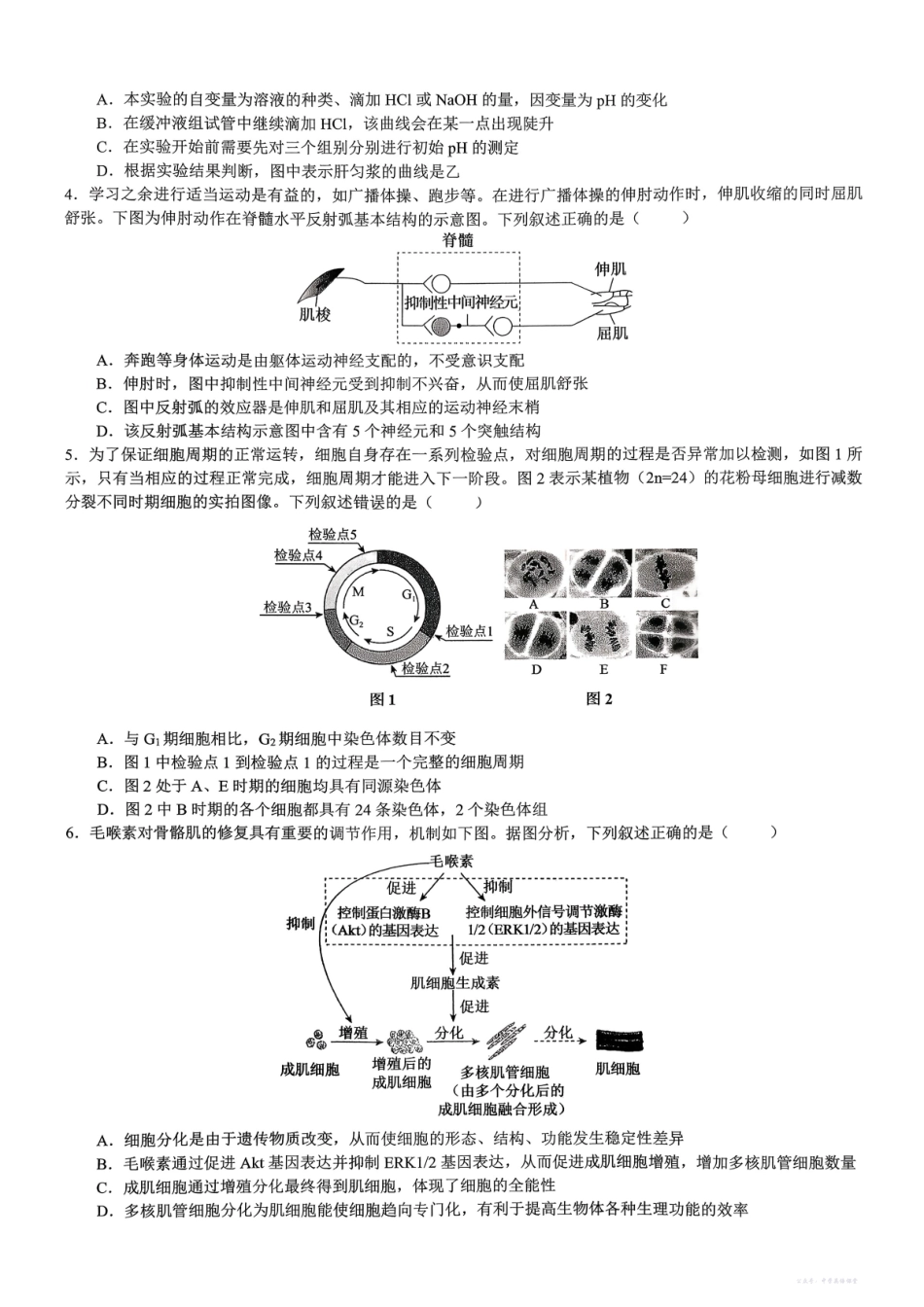 重庆育才中学高2026届高三(上)12月月考生物.pdf_第2页