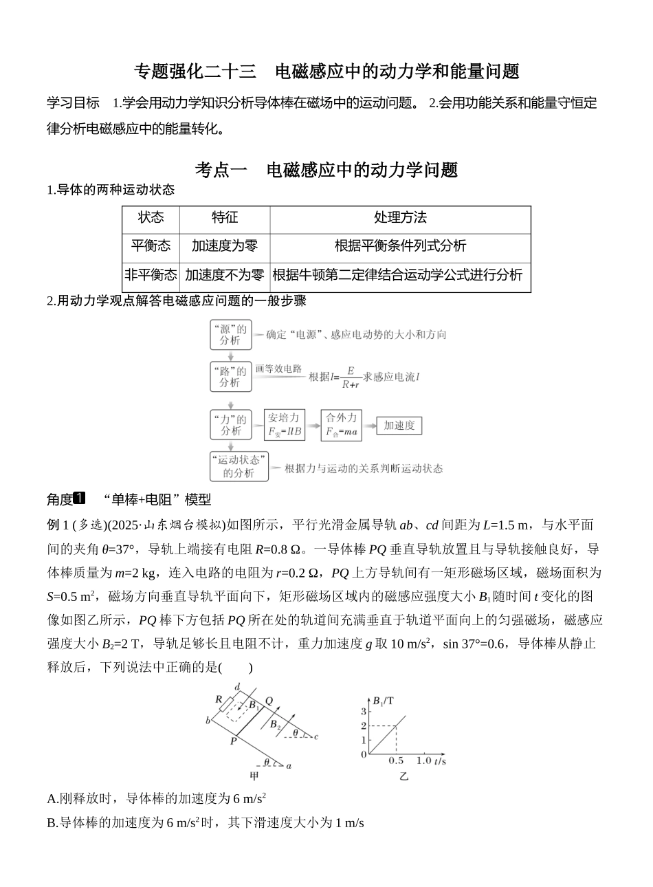 专题强化二十三电磁感应中的动力学和能量问题.docx_第1页