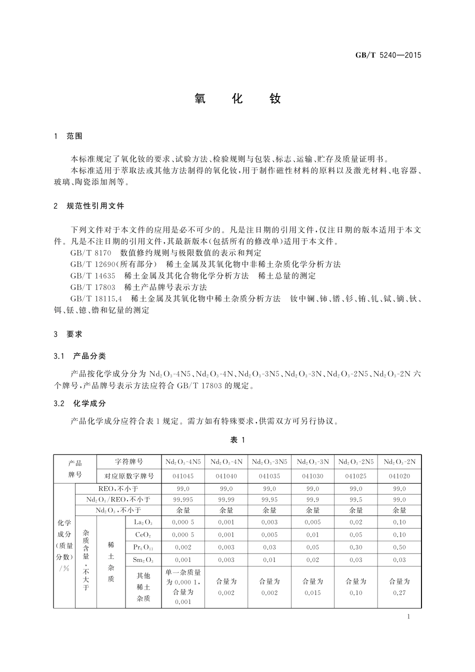GB／T 5240-2015 氧化钕.pdf_第3页