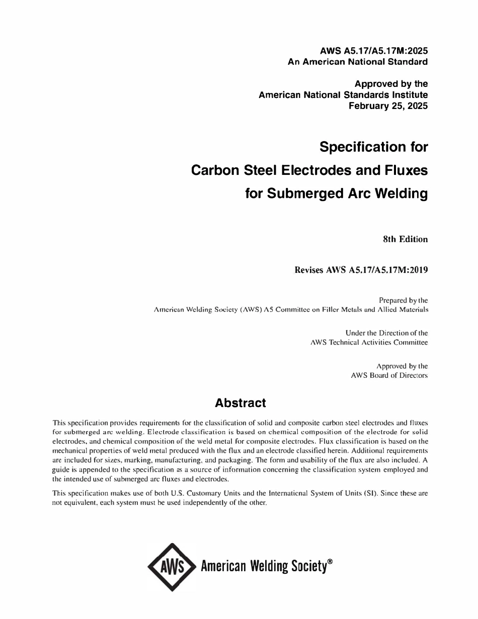 AWS A5.17-A5.17M-2025 埋弧焊用碳钢焊丝和焊剂标准(英文版).pdf_第2页