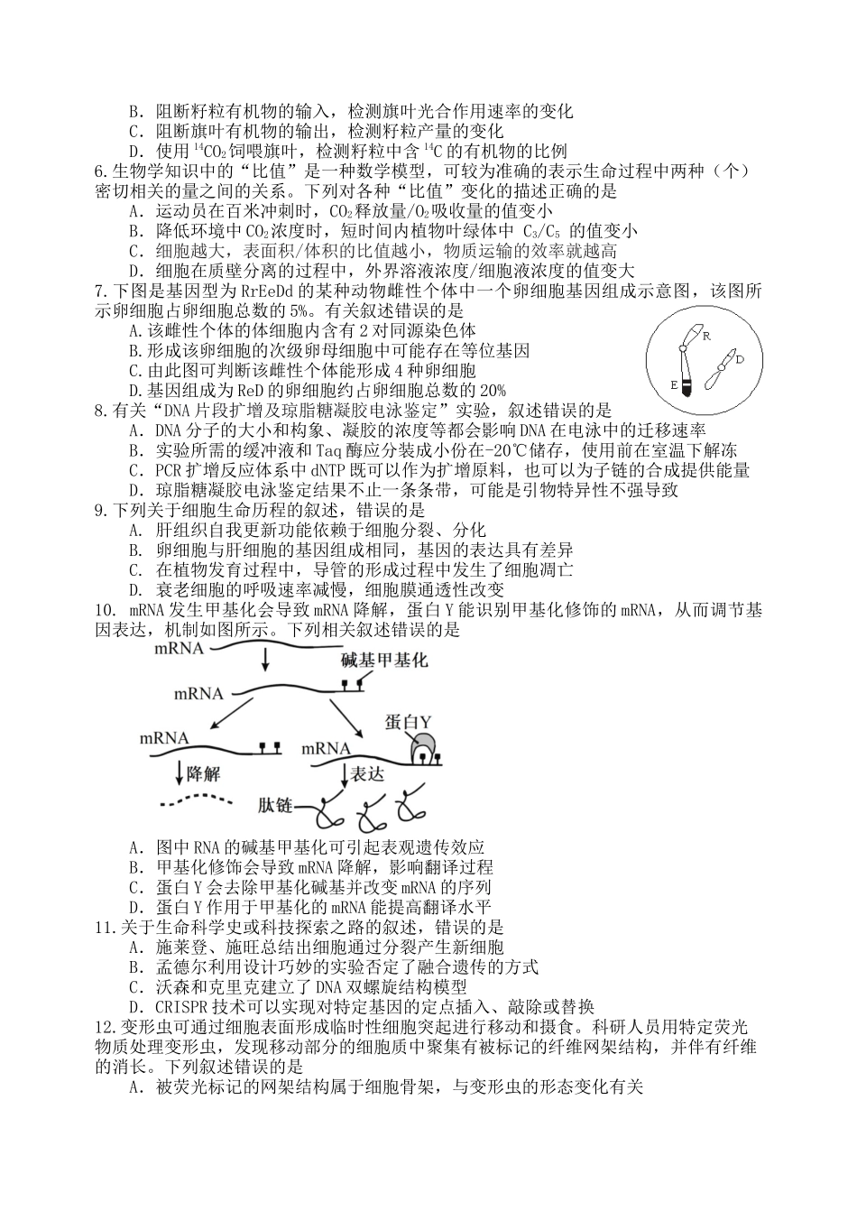 龙东十校联盟2026届高三上学期12月月考生物.docx_第2页