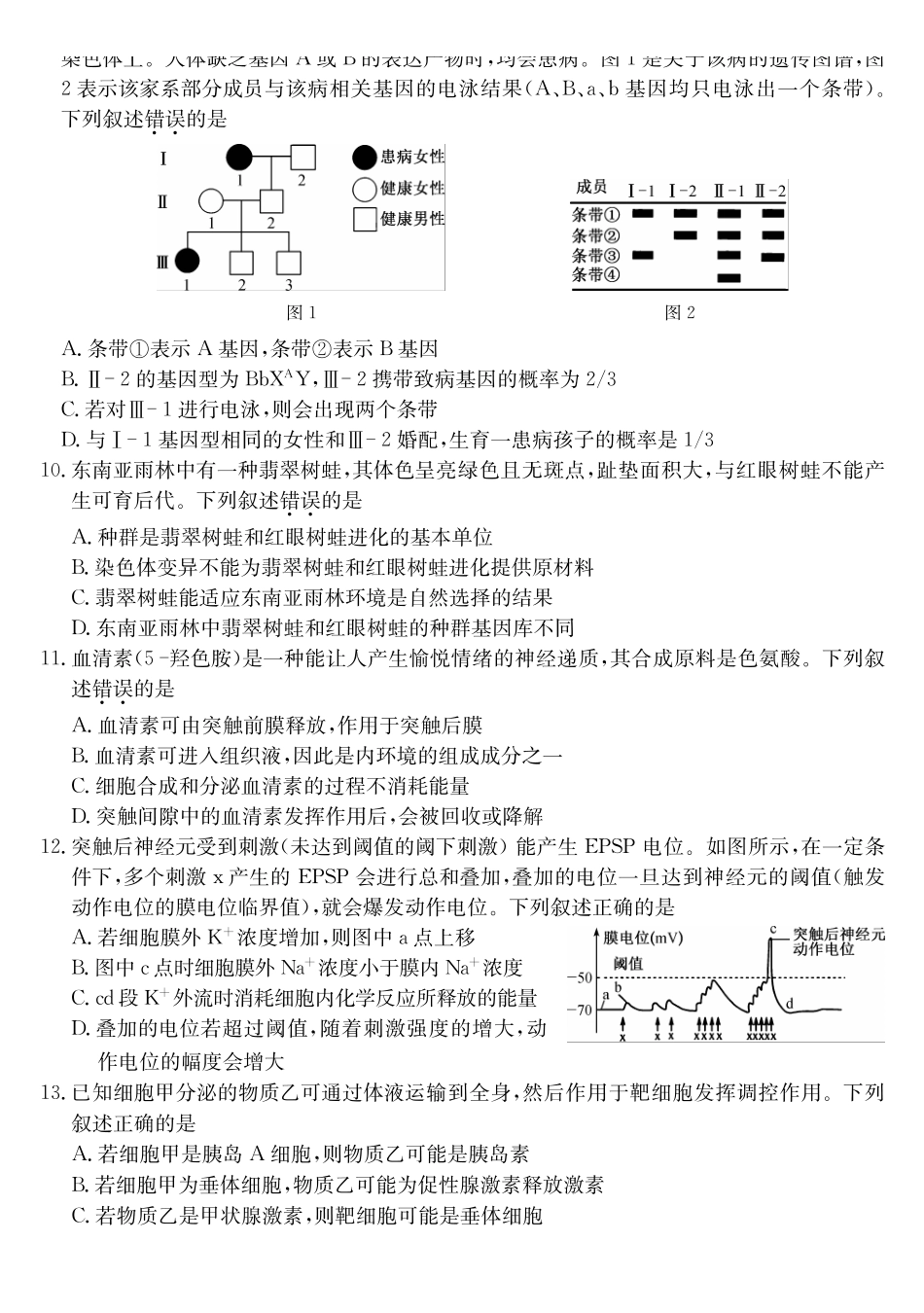 【生物】2026届“耀正优+”12月高三名校阶段检测联考试题.pdf_第3页