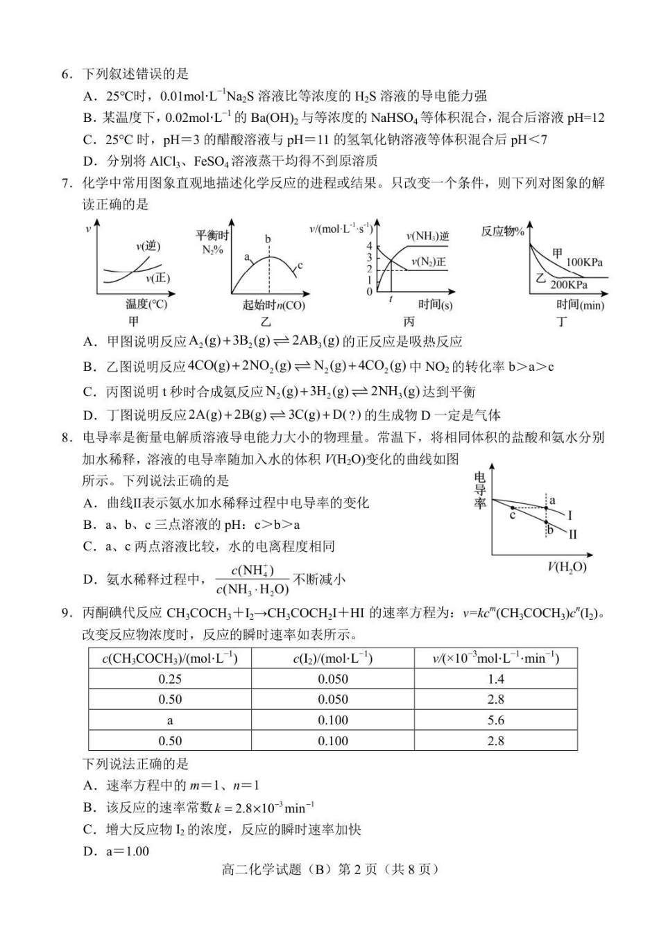 2025.11高二化学B期中试题.pdf_第2页