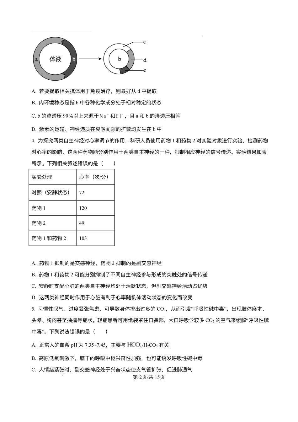 -山东省济南第一中学2025-2026学年高二上学期期中考试生物试题含答案.pdf_第2页