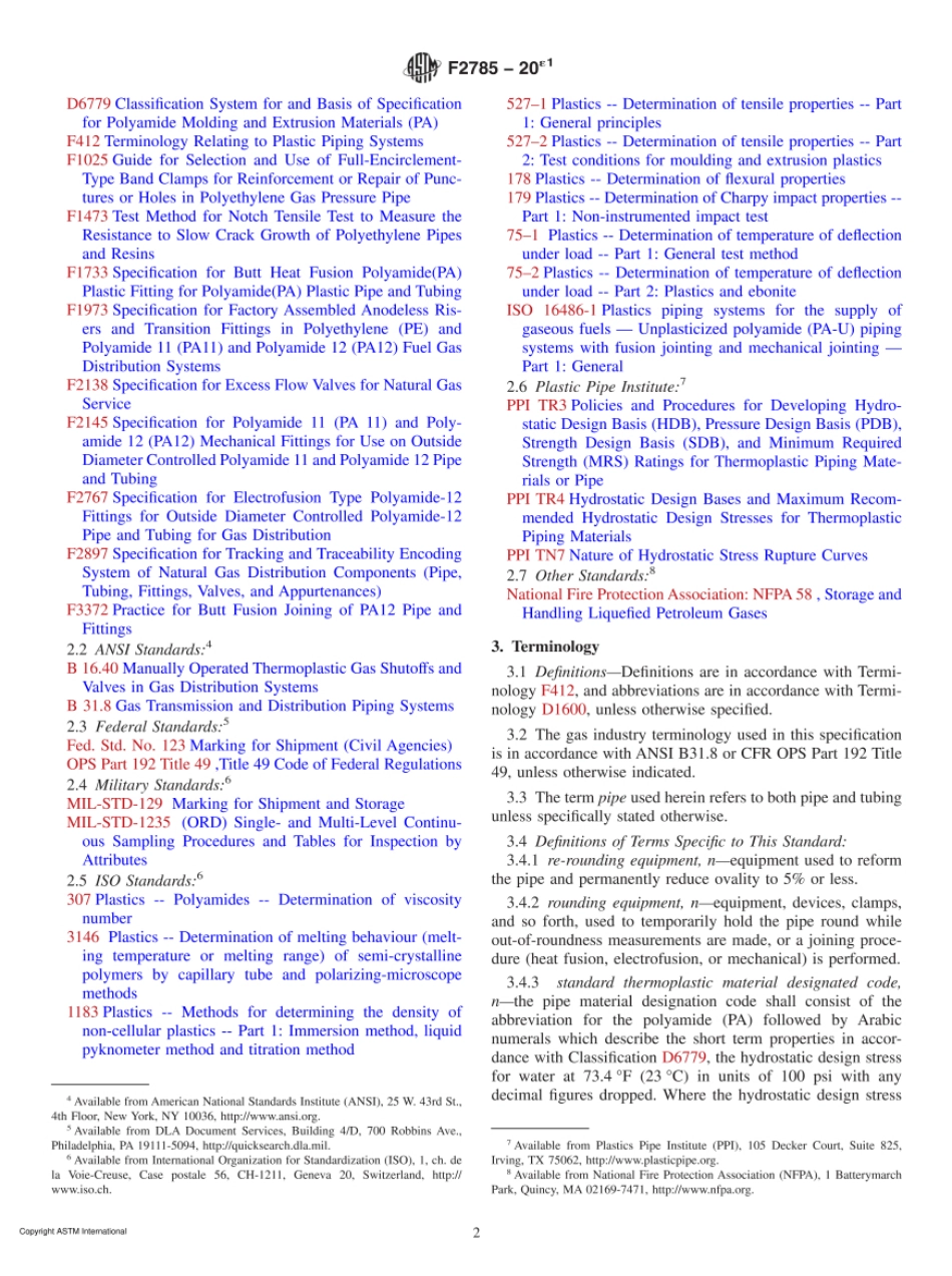 ASTM F2785-20e1 Standard Specification for Polyamide 12 Gas Pressure Pipe, Tubing, and Fittings.pdf_第2页