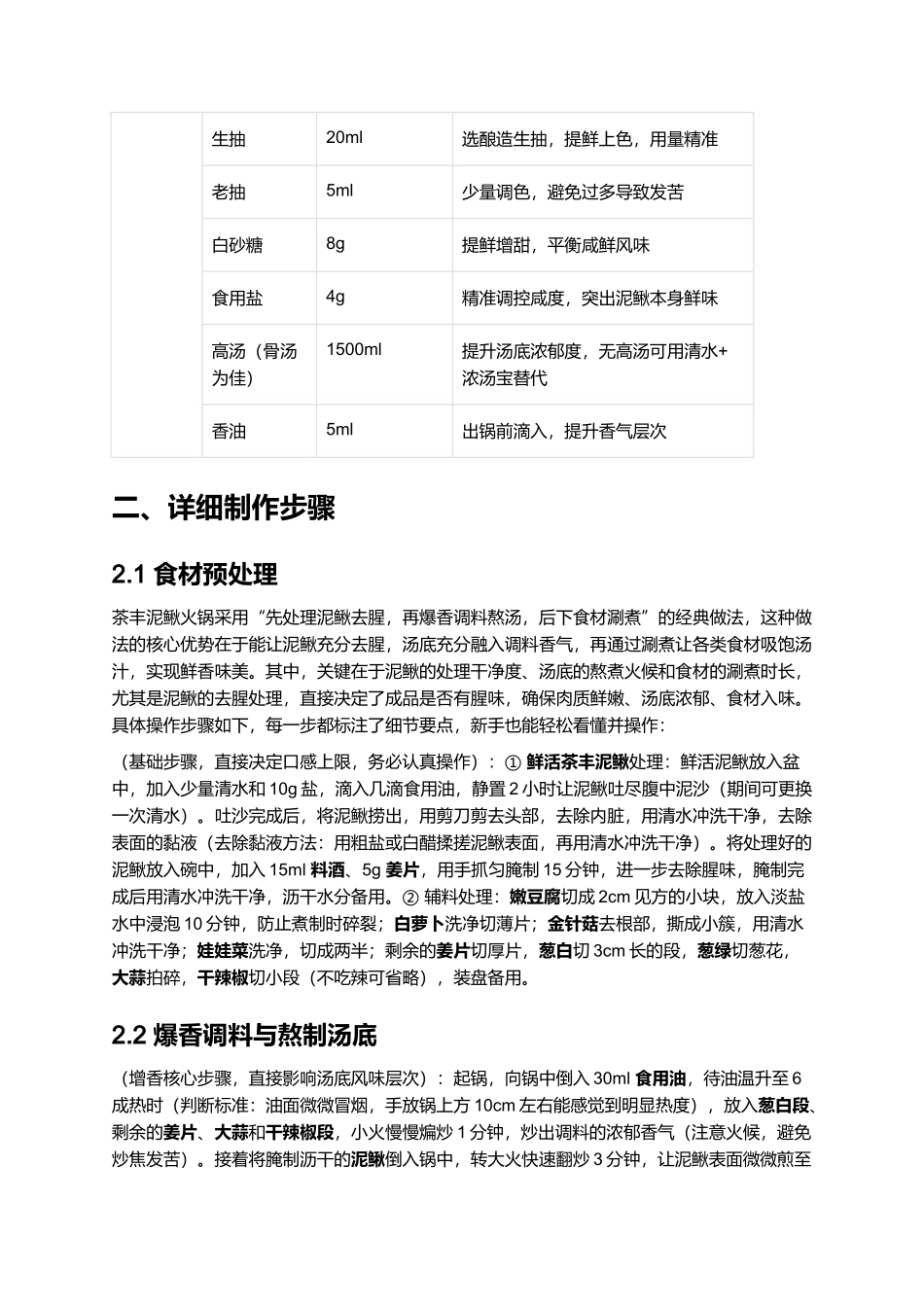 家常正宗茶丰泥鳅火锅|专业详细菜谱.docx_第2页