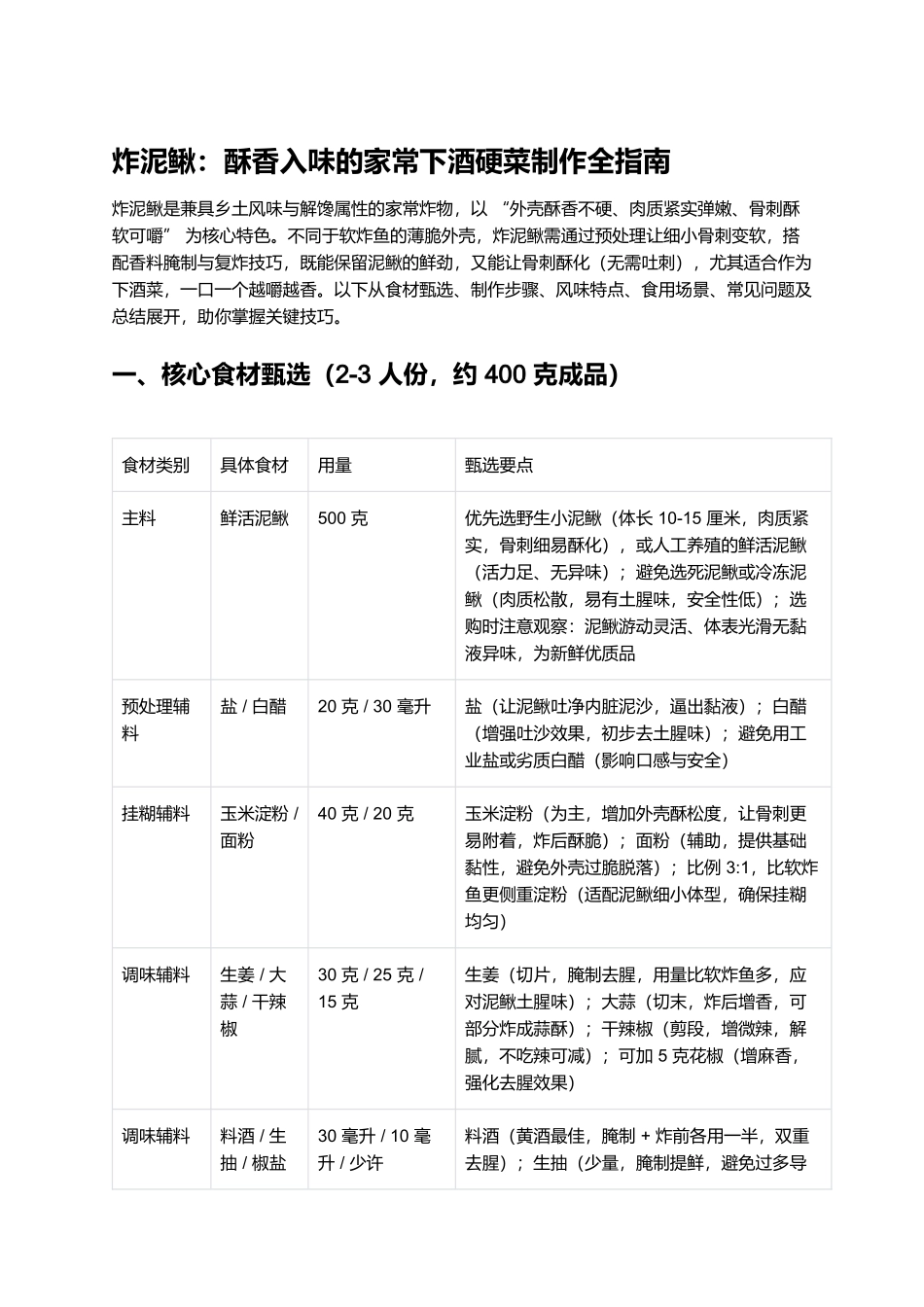 炸泥鳅：酥香入味的家常下酒硬菜制作全指南.docx_第1页