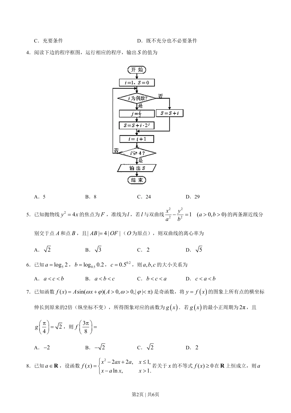2019年高考数学试卷（理）（天津）（空白卷）.pdf_第2页