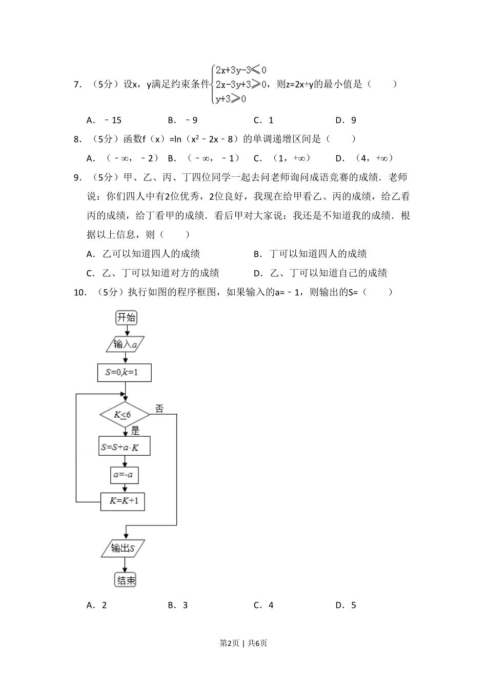 2017年高考数学试卷（文）（新课标Ⅱ）（空白卷）.pdf_第2页