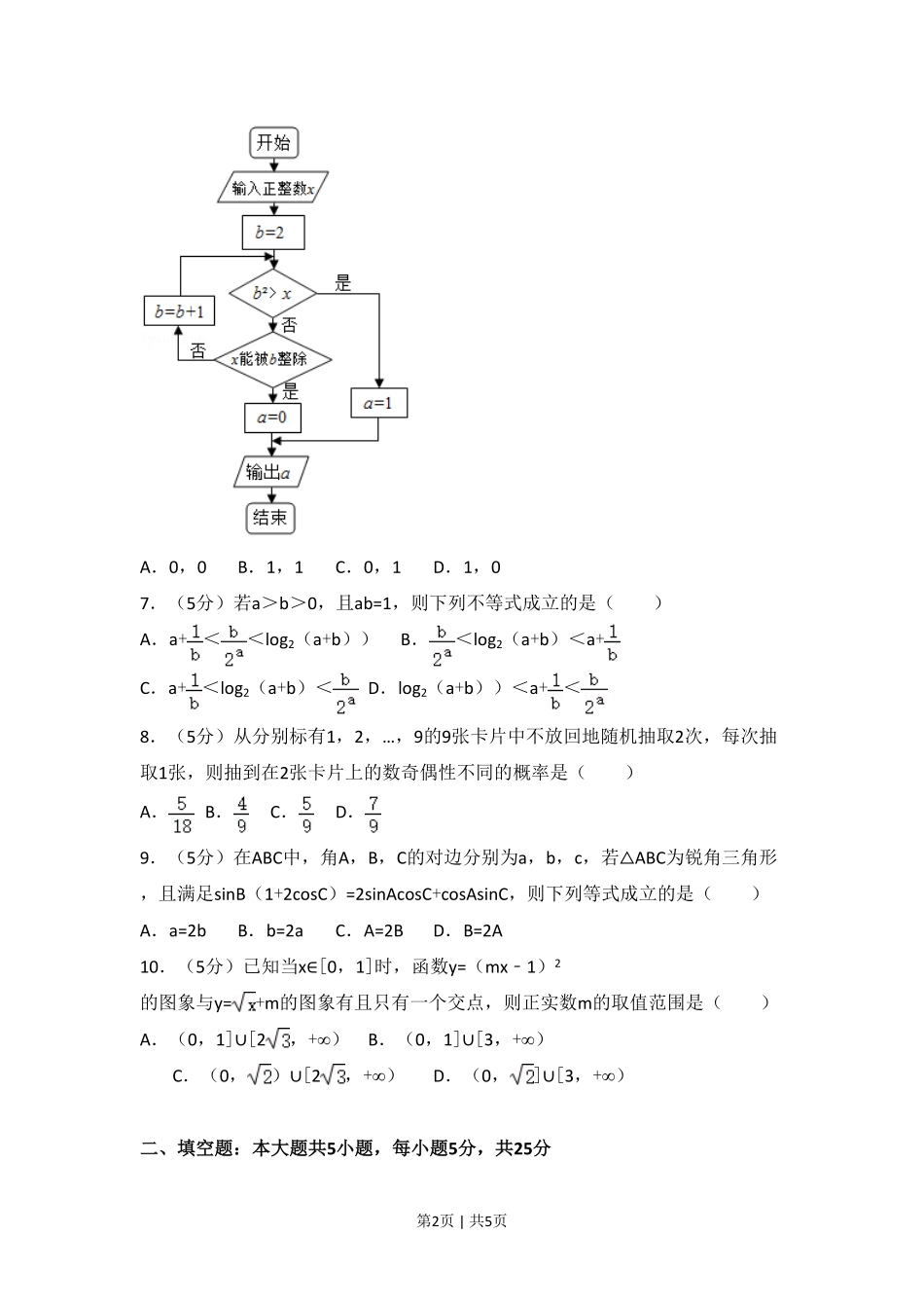 2017年高考数学试卷（理）（山东）（空白卷）.pdf_第2页