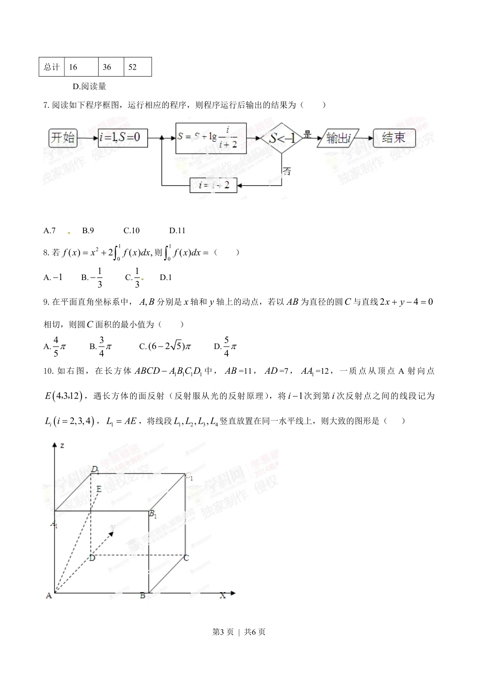 2014年高考数学试卷（理）（江西）（空白卷）.pdf_第3页