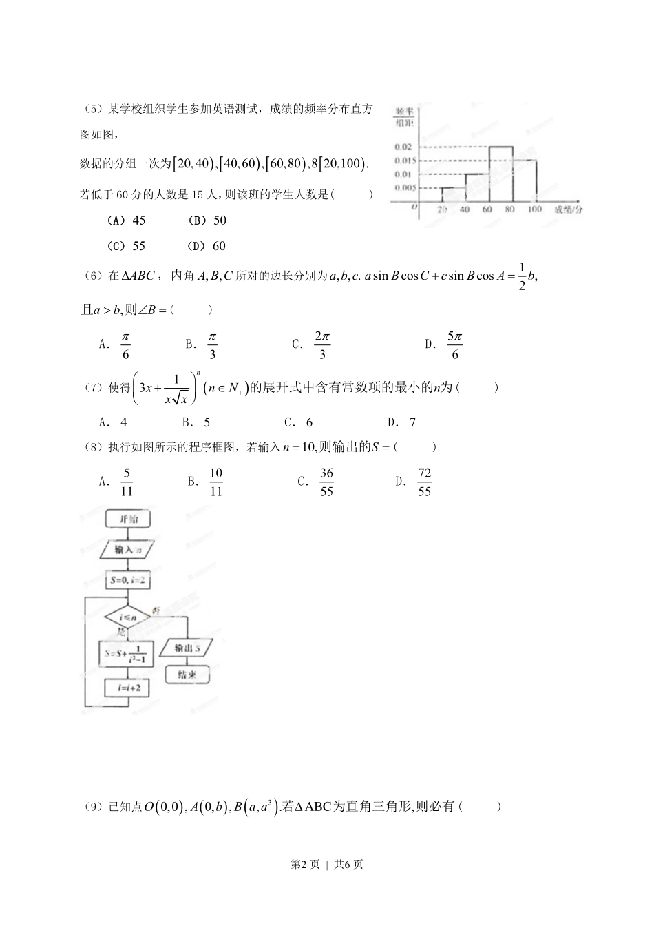 2013年高考数学试卷（理）（辽宁）（空白卷）.pdf_第2页