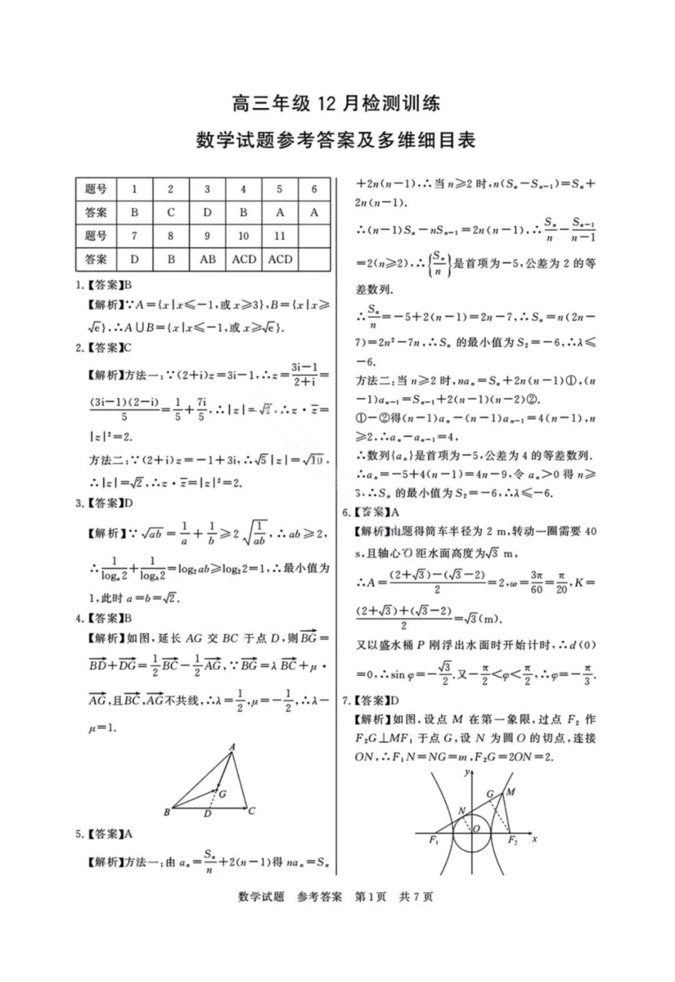 【数学试题卷答案】全国八大百强校2026届高三年级12月检测训练(T8联考)(12.24-12.25).pdf_第1页