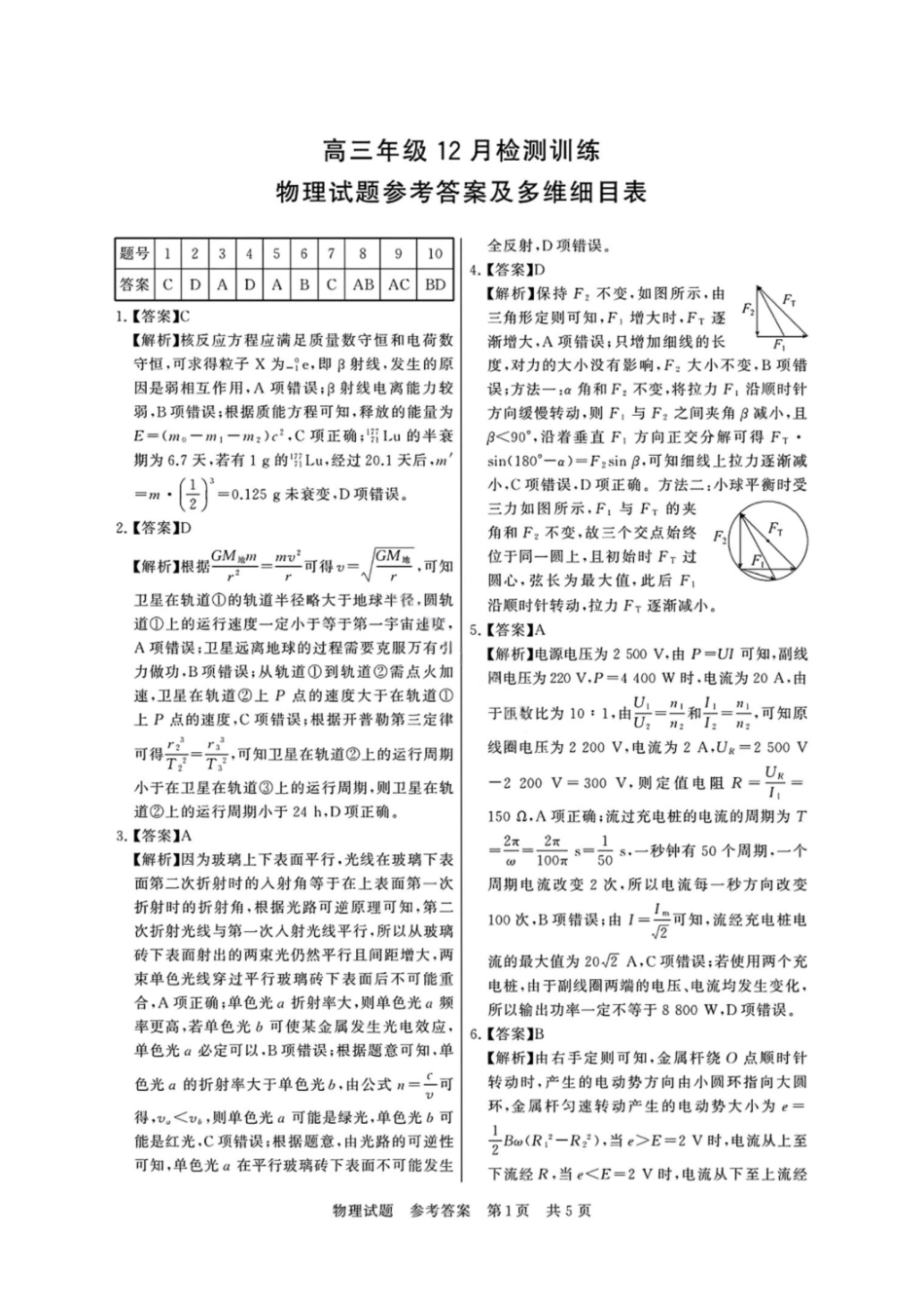 【物理试卷答案】福建省2026届高三第一次八省联考(T8联考)(12.24-12.25).pdf_第1页