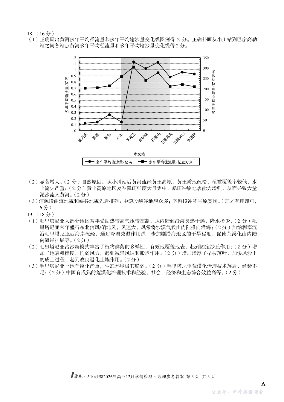 1号卷A10联盟2026届高三12月学情检测地理A答案.pdf_第3页