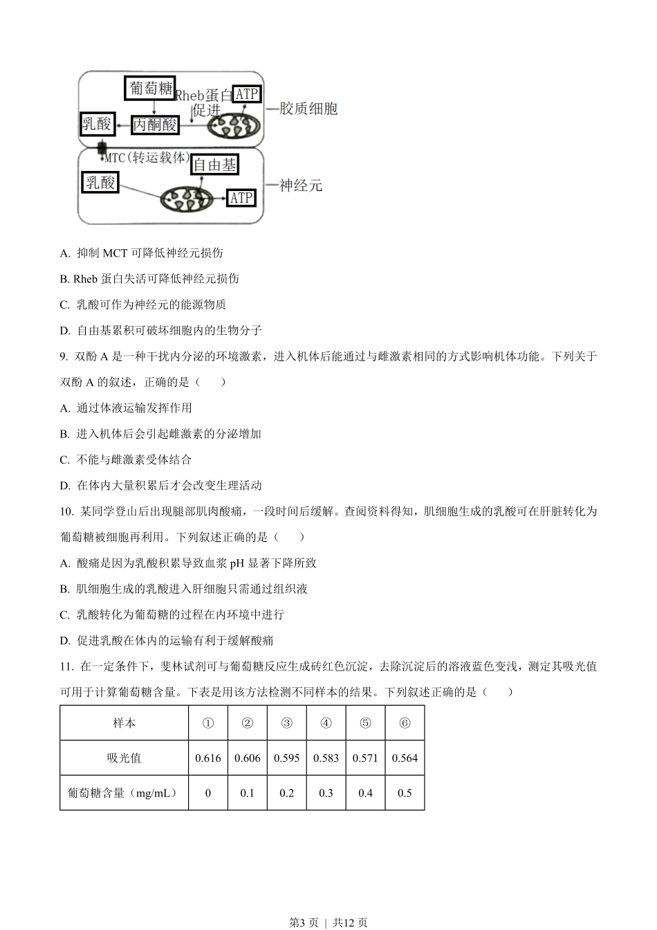 2022年高考生物试卷（重庆）（空白卷）.pdf_第3页