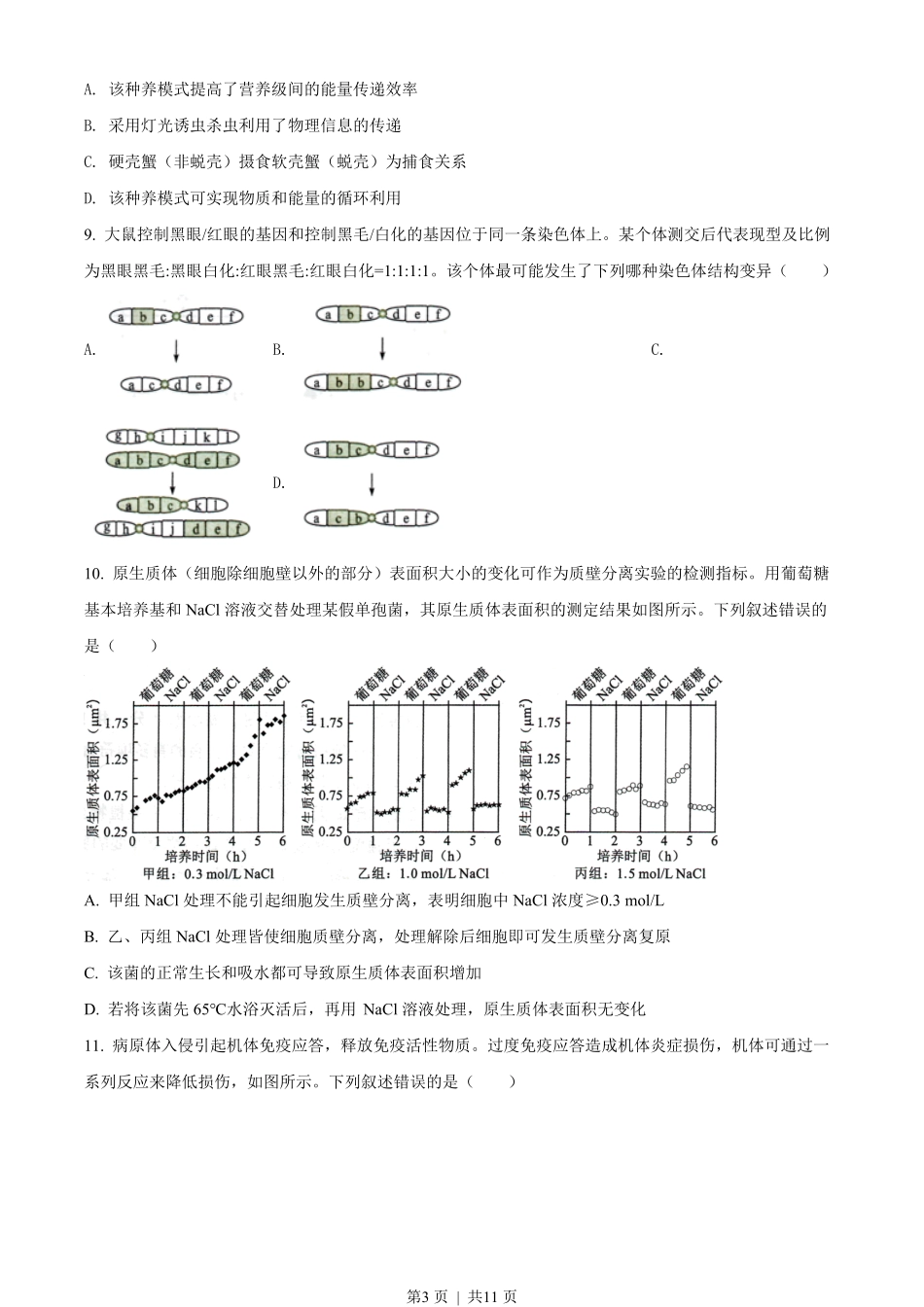 2022年高考生物试卷（湖南）（空白卷）.pdf_第3页