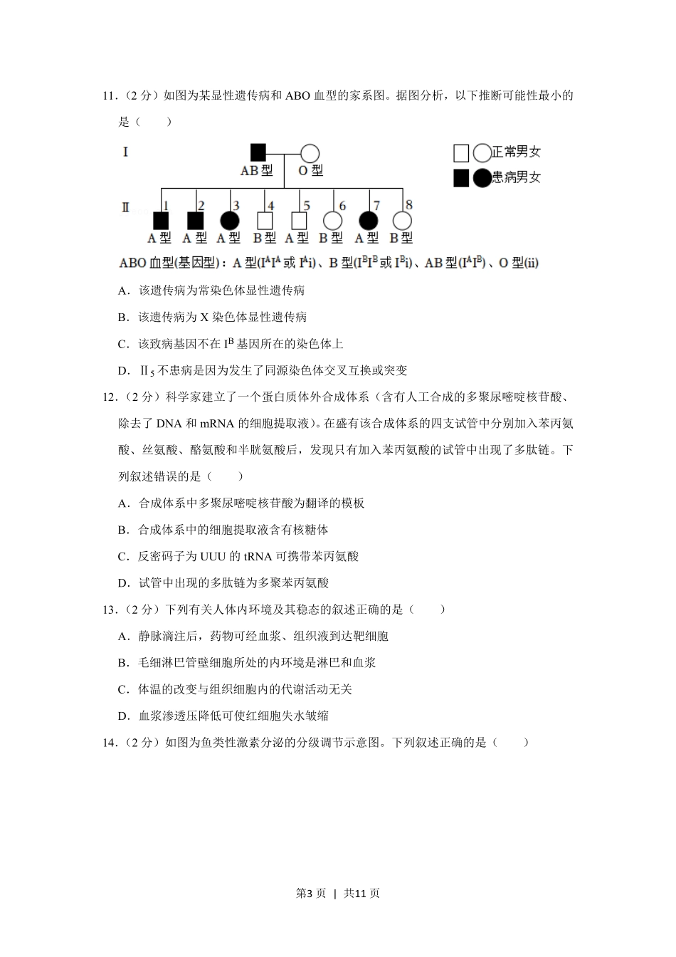2021年高考生物试卷（重庆）（空白卷）.pdf_第3页