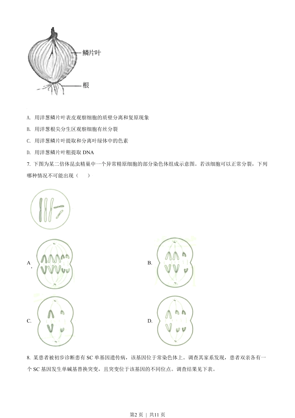 2021年高考生物试卷（天津）（空白卷）.pdf_第2页