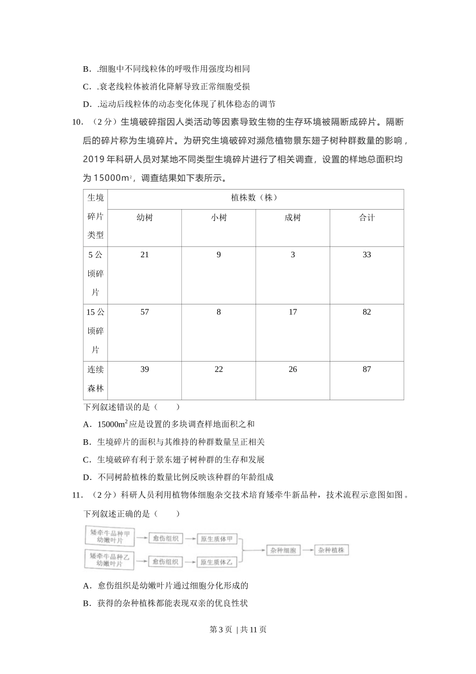 2021年高考生物试卷(福建)(空白卷).docx_第3页