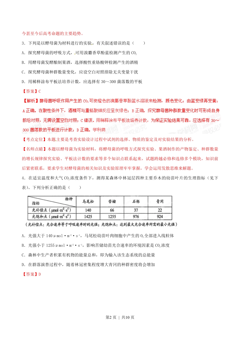 2015年高考生物试卷(四川)(解析卷).pdf_第2页