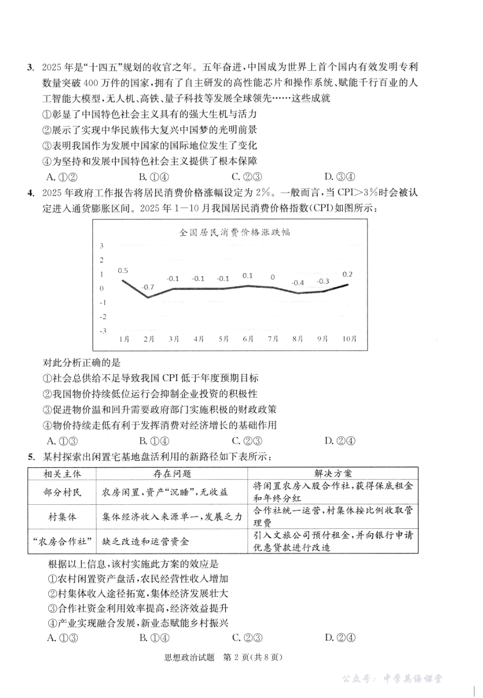 成都市2023级高中毕业班第一次诊断性检测政治.pdf_第2页