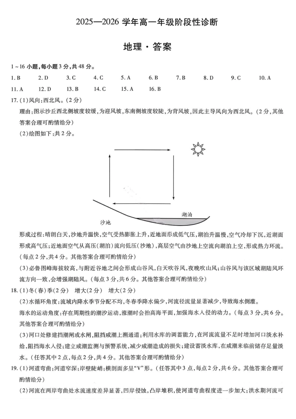 地理答案-2025-2026学年河南部分学校高一年级12月阶段性诊断.pdf_第1页