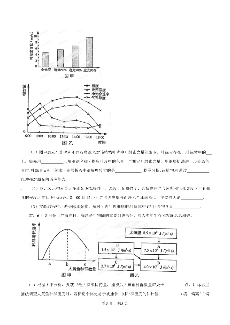 2014年高考生物试卷（山东）（空白卷）.pdf_第3页