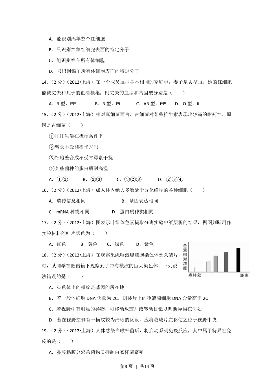 2012年高考生物试卷（上海）（空白卷）.pdf_第3页