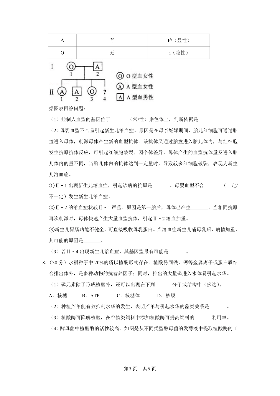 2009年高考生物试卷（天津）（空白卷）.pdf_第3页