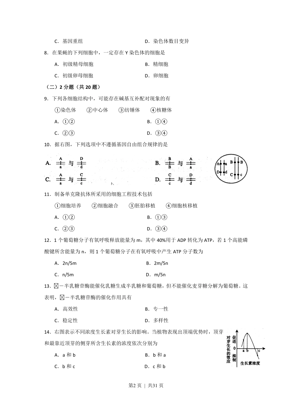 2008年高考生物试卷(上海)(解析卷).pdf_第2页