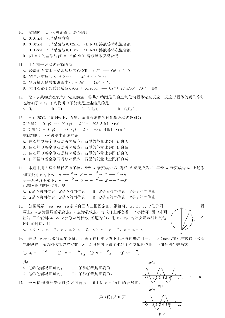 2004年山东高考理科综合真题及答案.doc_第3页