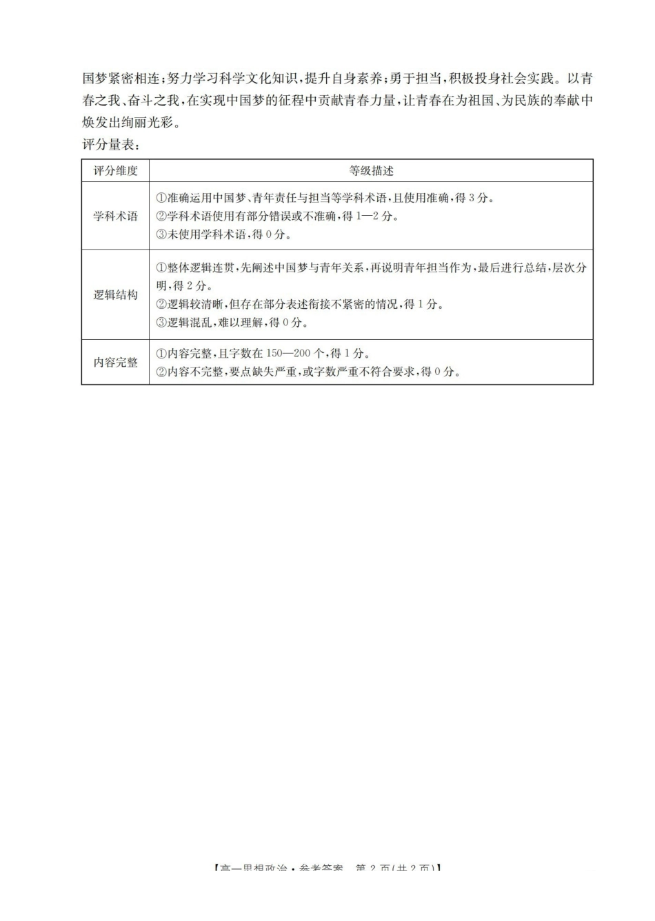 辽宁省葫芦岛市葫芦岛市、县2025-2026学年高一上学期协作校第二次考试（26-147A）政治答案.pdf_第2页
