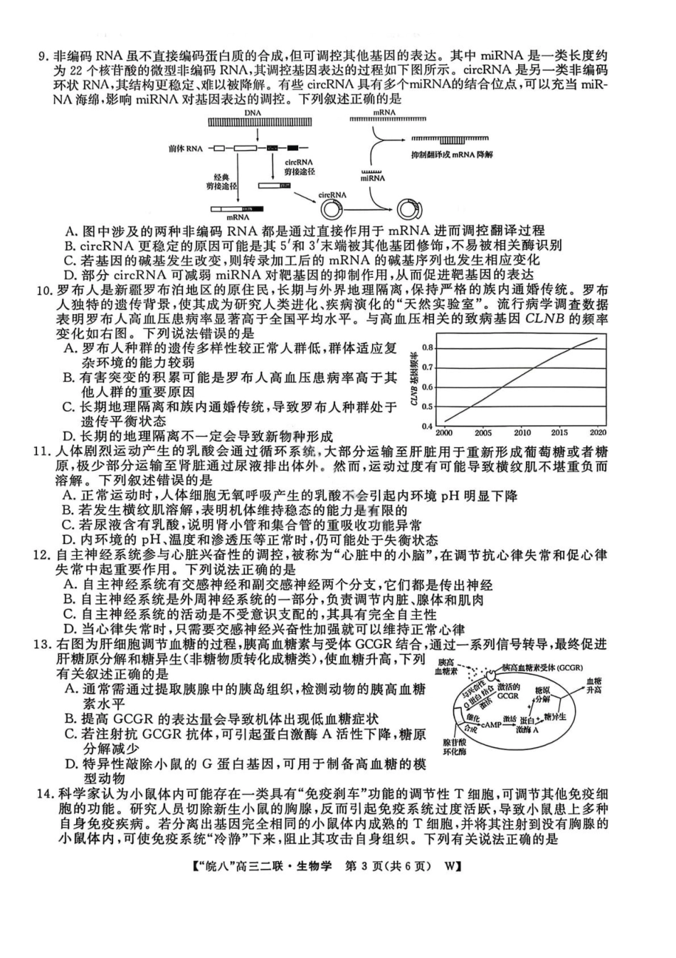 生物试卷安徽省2026届安徽省“皖南八校”高三第二次大联考(12.18-12.19).pdf_第3页