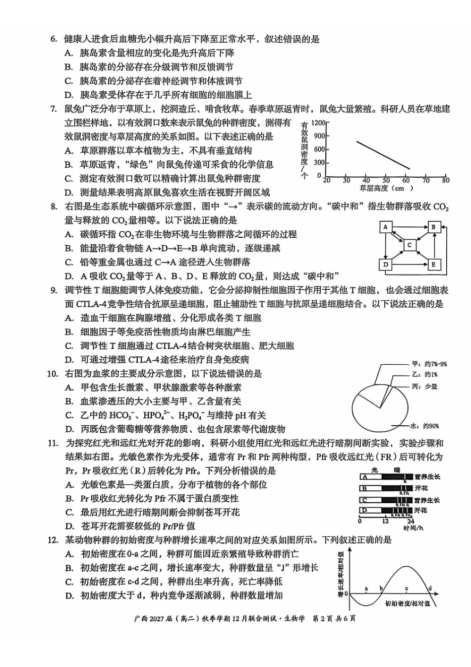 生物试卷广西壮族自治区邕衡教育名校联盟广西2027届(高二)秋季学期12月联合测试(12.22-12.23).pdf_第2页