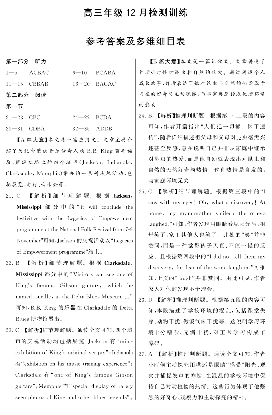 英语试题卷(T8)答案山西省省2026届高三第一次八省联考（T8联考）（12.24-12.25）.pdf_第1页