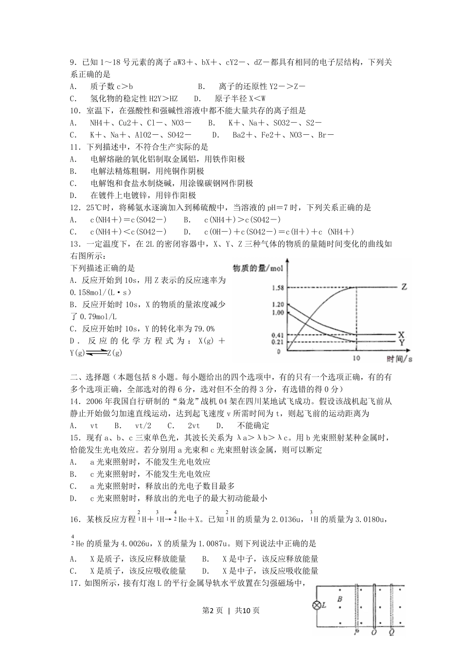 2006年四川高考理综真题及答案.pdf_第2页