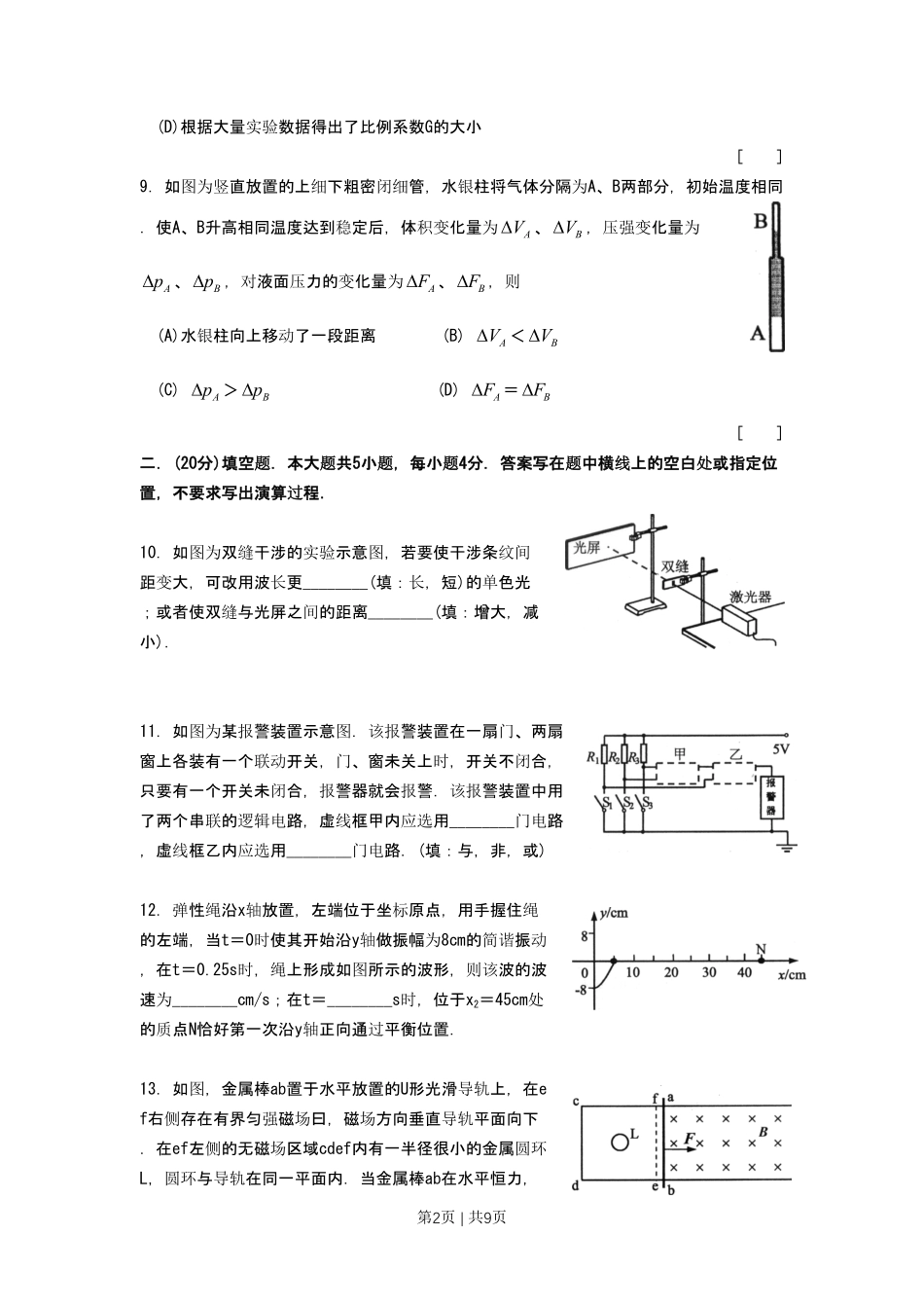2009年高考物理试卷（上海）（空白卷）.pdf_第3页