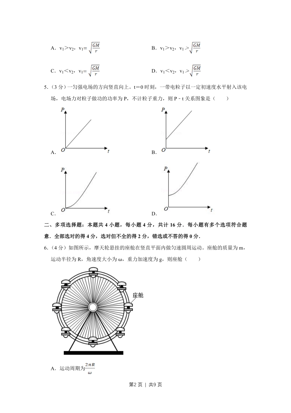 2019年高考物理试卷(江苏)(空白卷).pdf_第2页