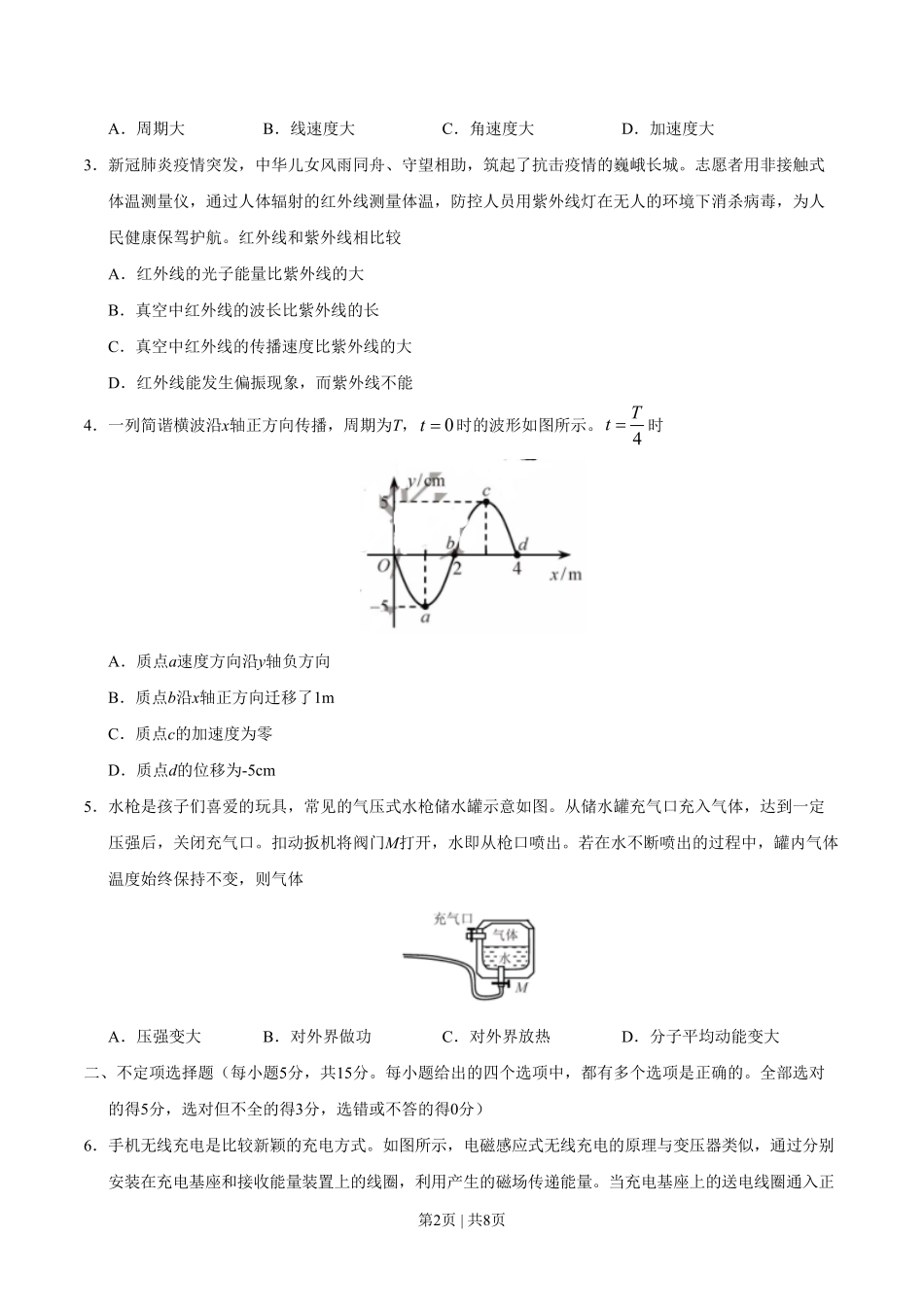 2020年高考物理试卷（天津）（空白卷）.pdf_第2页