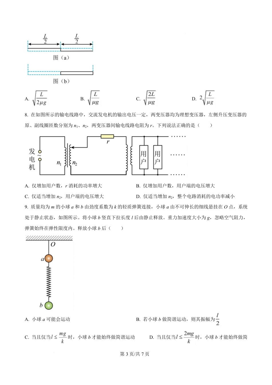 2025年高考物理试卷（湖北卷）（空白卷）.pdf_第3页