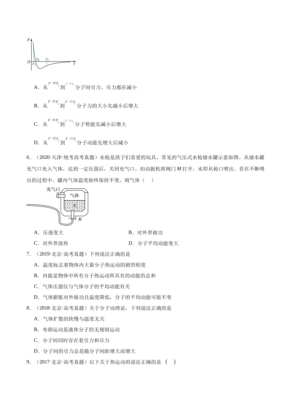专题55 分子动理论（原卷版）-十年（2014-2023）高考物理真题分项汇编（全国通用）.docx_第2页