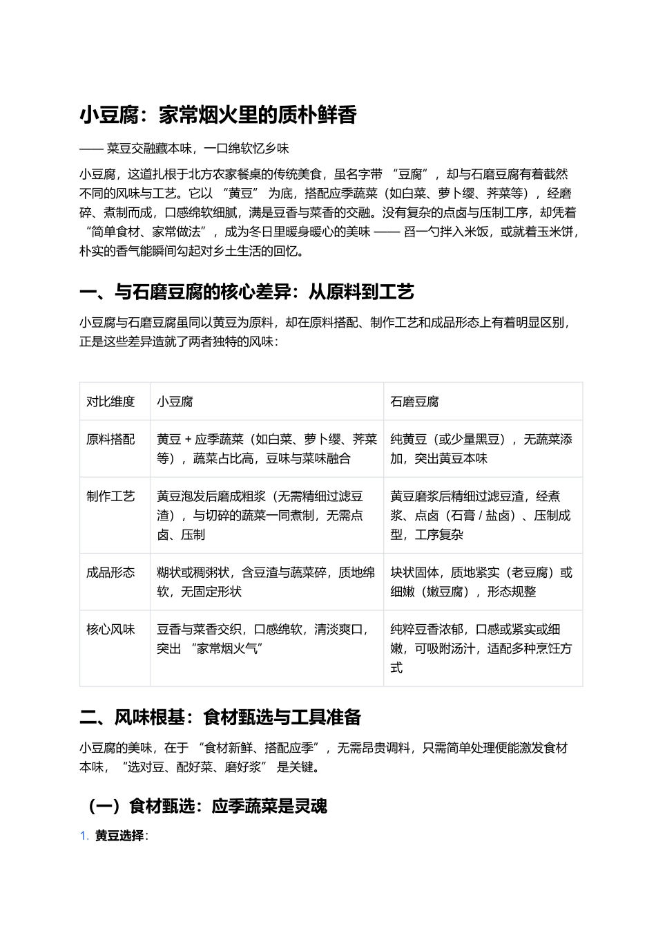 小豆腐:家常烟火里的质朴鲜香.docx_第1页