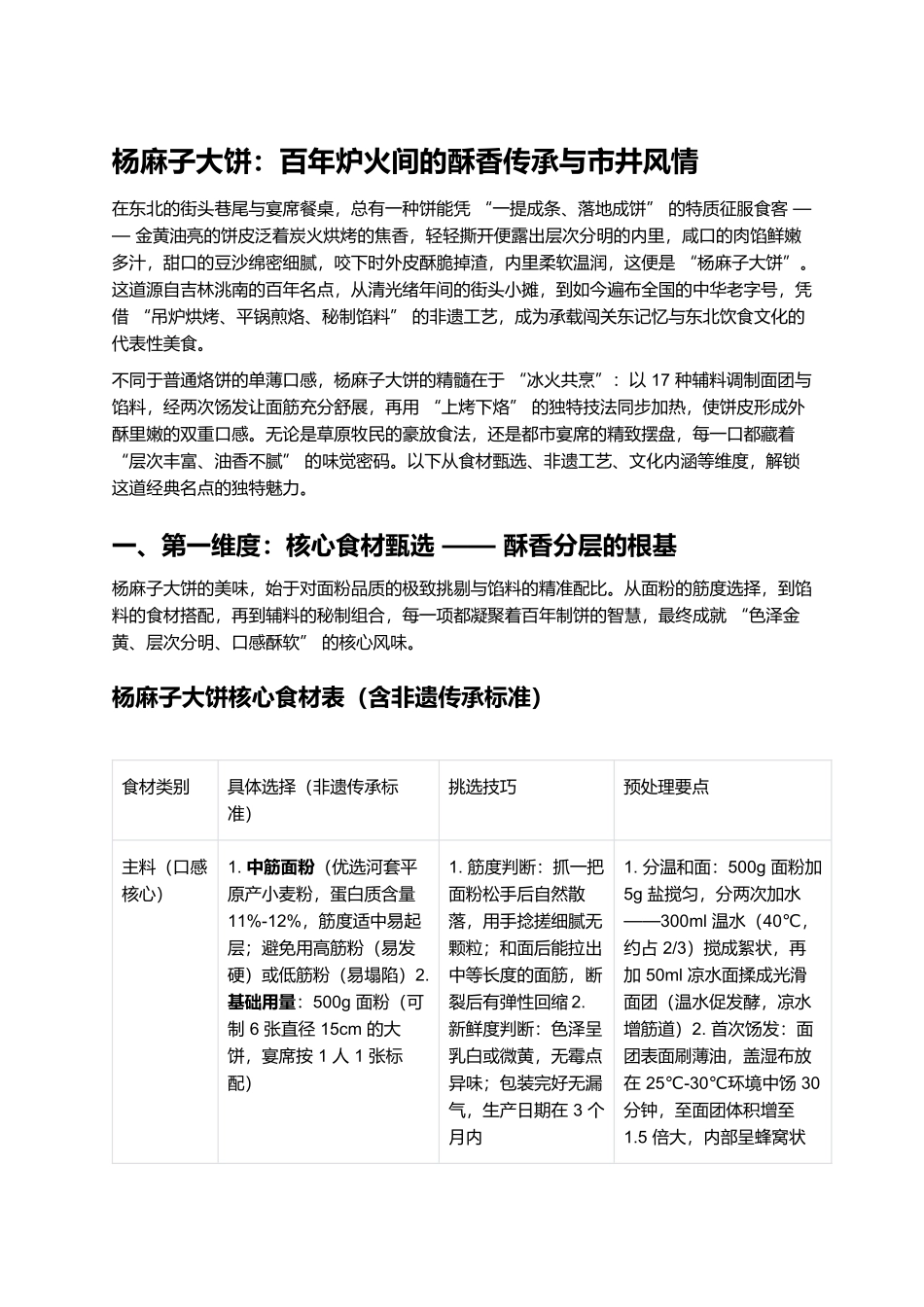 杨麻子大饼：百年炉火间的酥香传承与市井风情.docx_第1页