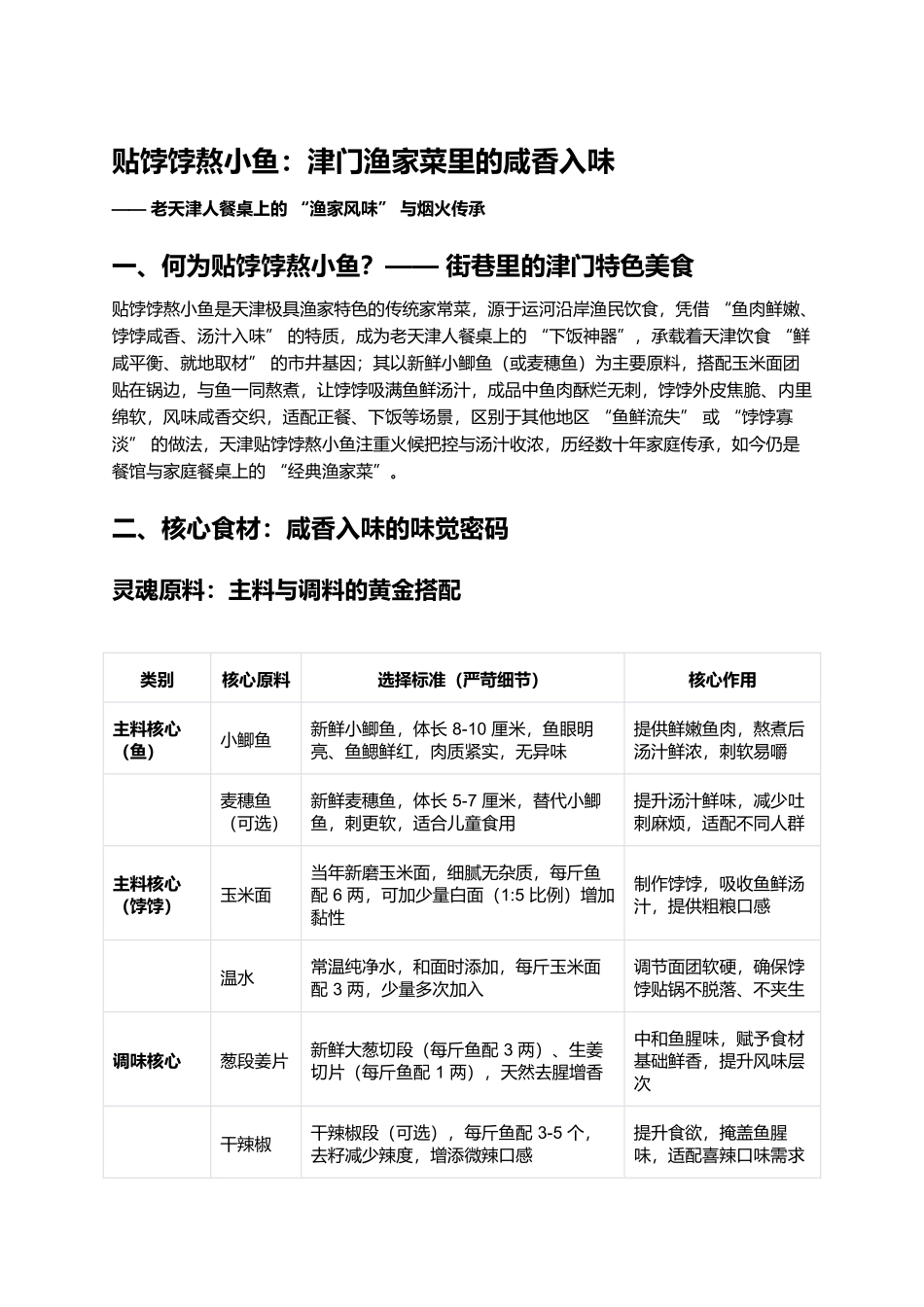 贴饽饽熬小鱼：津门渔家菜里的咸香入味.docx_第1页
