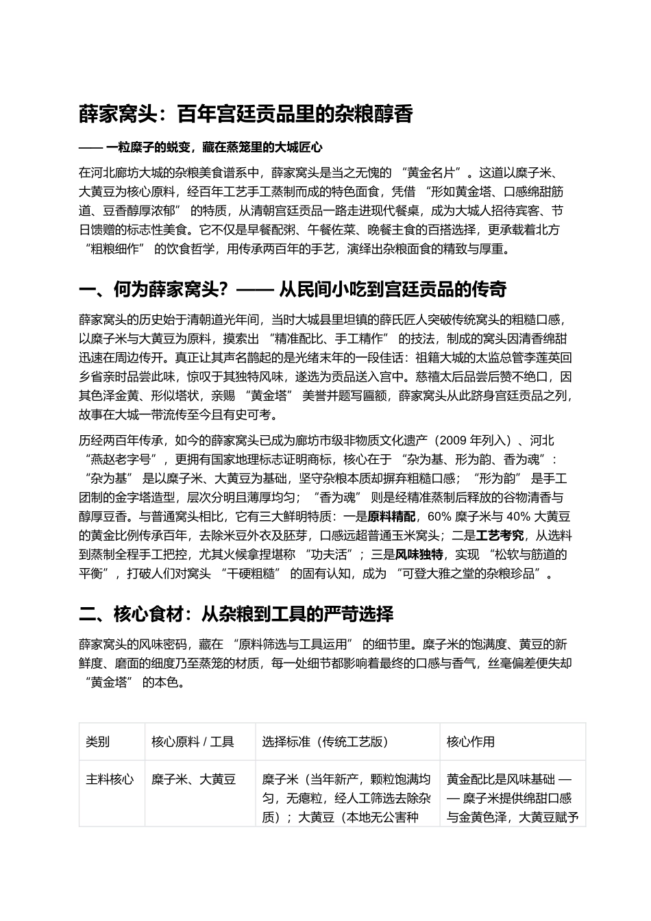 薛家窝头：百年宫廷贡品里的杂粮醇香.docx_第1页