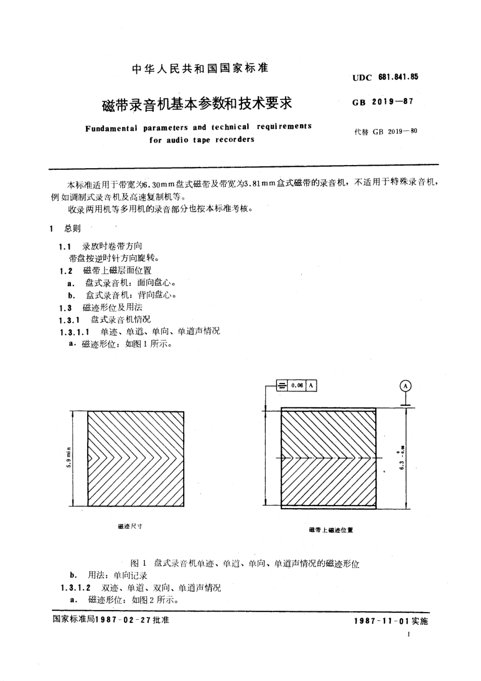 GB／T 2019-1987 磁带录音机基本参数和技术要求.pdf_第2页