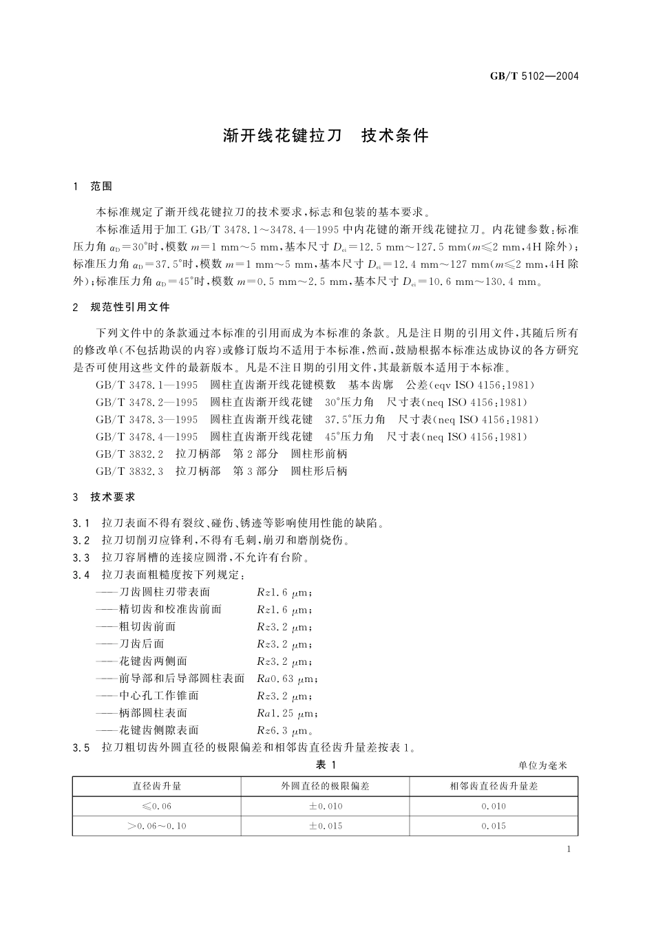 GB／T 5102-2004 渐开线花键拉刀 技术条件.pdf_第3页
