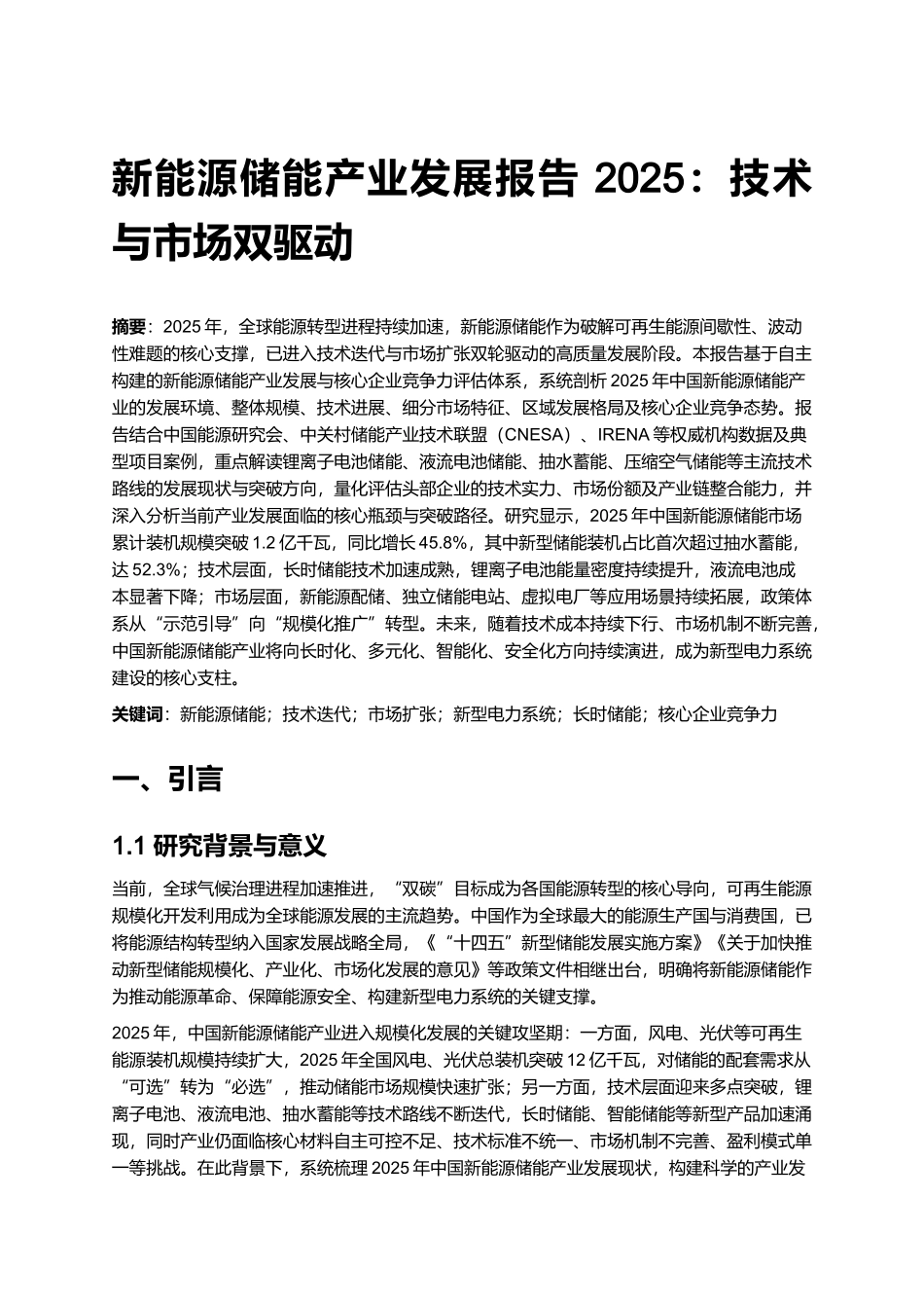新能源储能产业发展报告 2025：技术与市场双驱动.docx_第1页